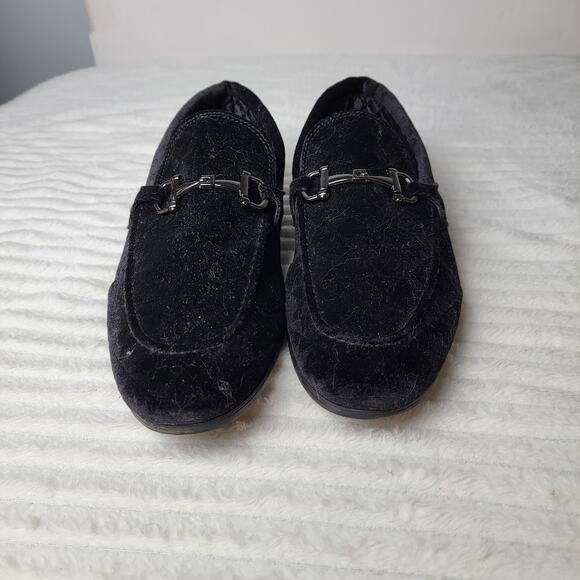 Steve Madden Velvet Loafers 10.5 Black Slip-On Horsebit Dress Shoes Party Luxe - Picture 3 of 7